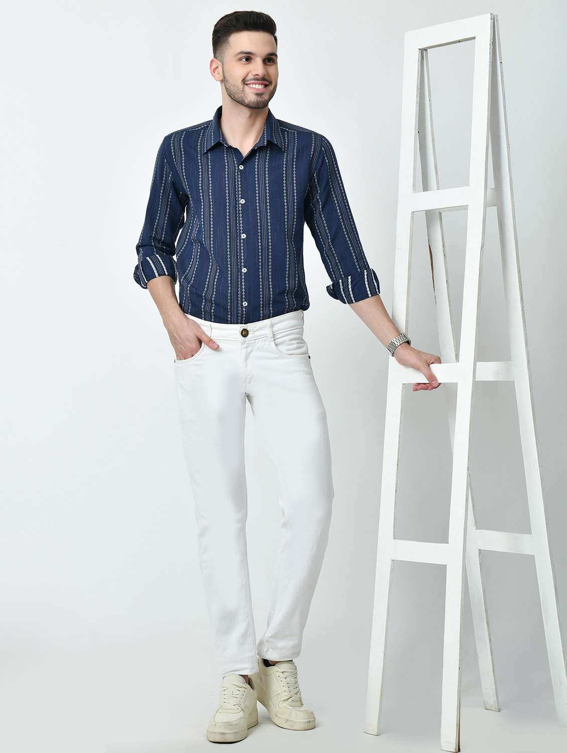 men regular fit striped casual shirt - 21626671 -  Standard Image - 4