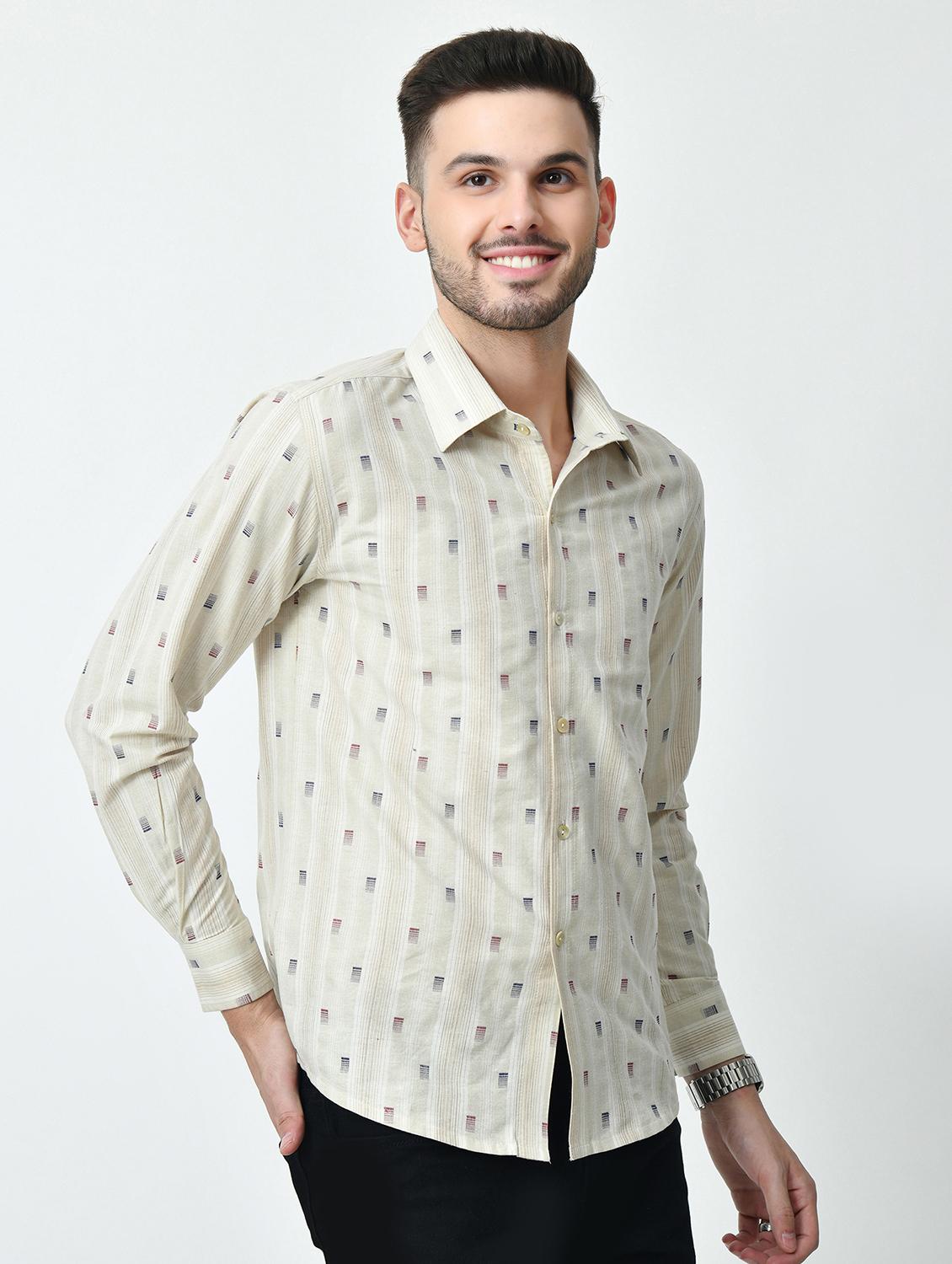 men regular fit self design casual shirt - 21626675 - Standard Image - 1