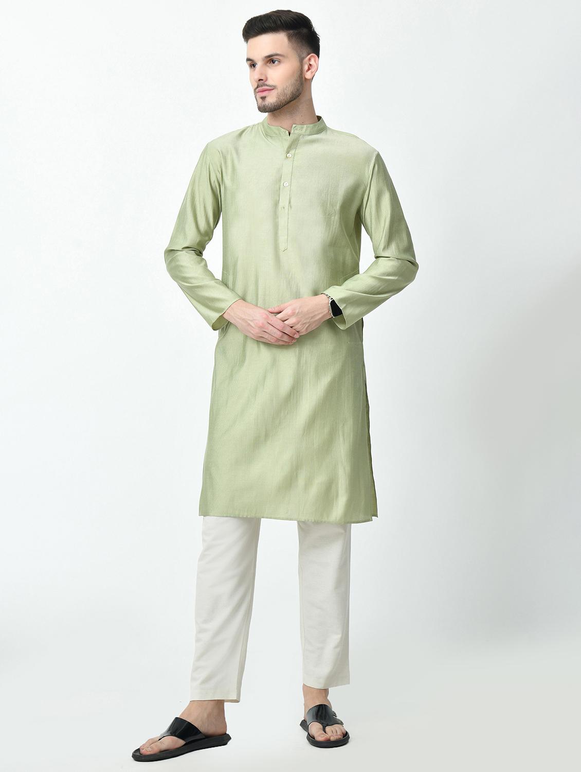men solid long sleeves kurta - 21627054 - Standard Image - 1