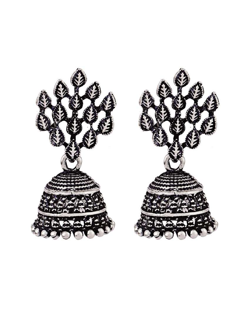 women silver-plated oxidised jhumka - 21627064 -  Standard Image - 1