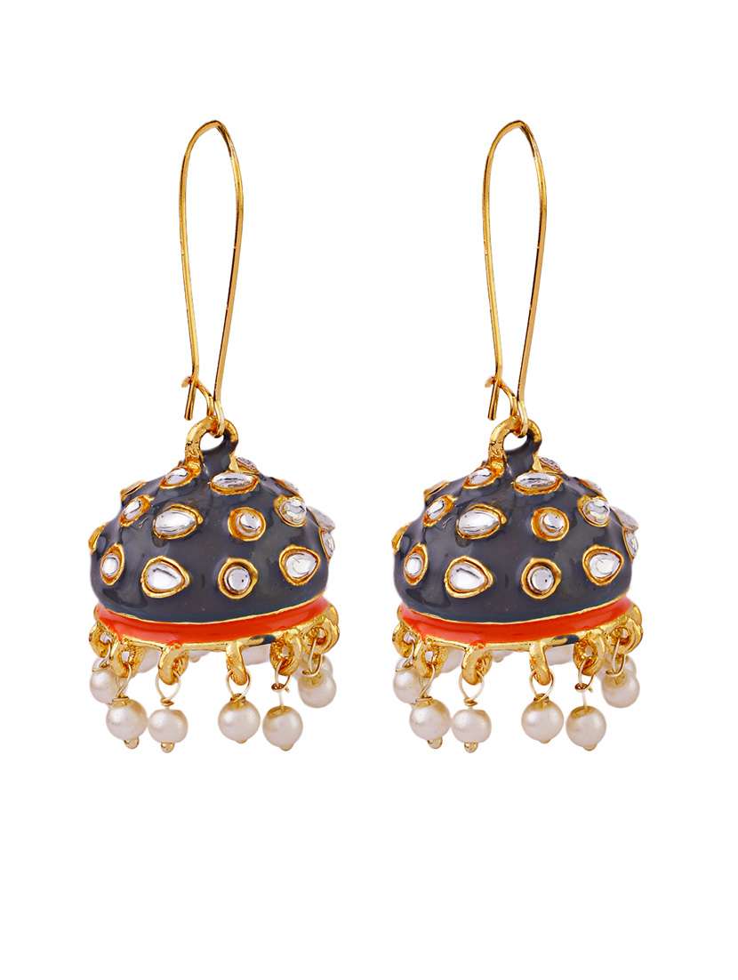 women grey dome shaped jhumka earings - 21627067 -  Standard Image - 1