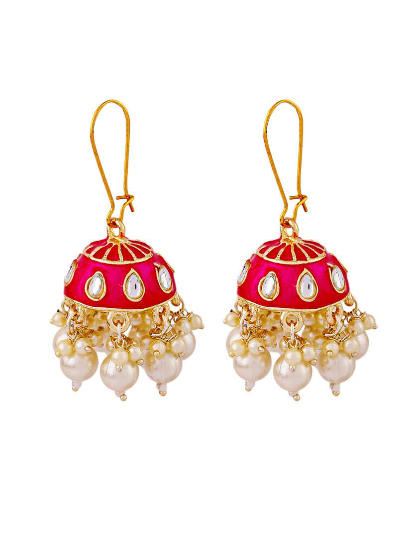 women pink contemporary jhumka earrings - 21627071 -  Standard Image - 1