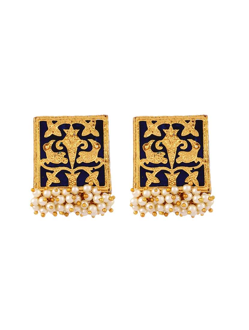 women gold-plated meenakari stud earrings - 21627085 -  Standard Image - 1