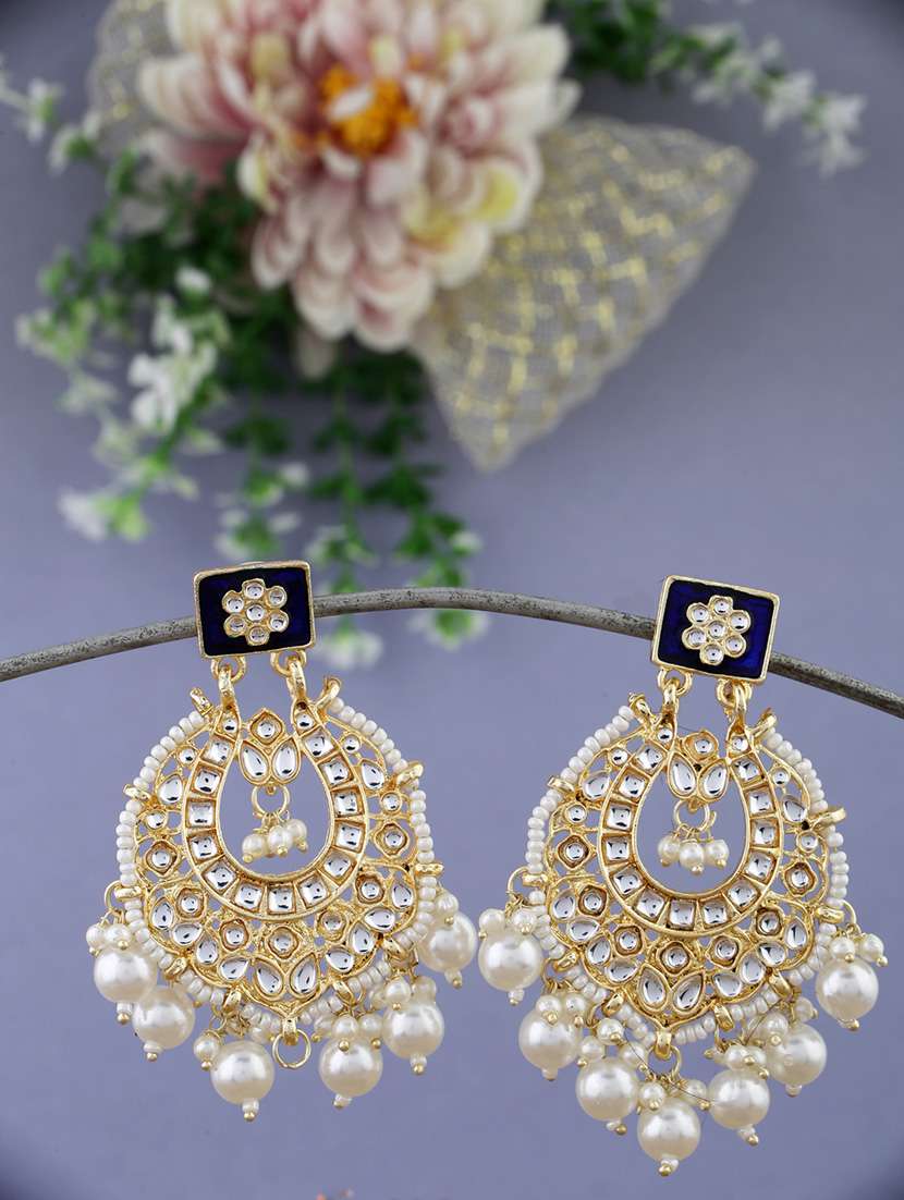 women gold plated chandbali earrings