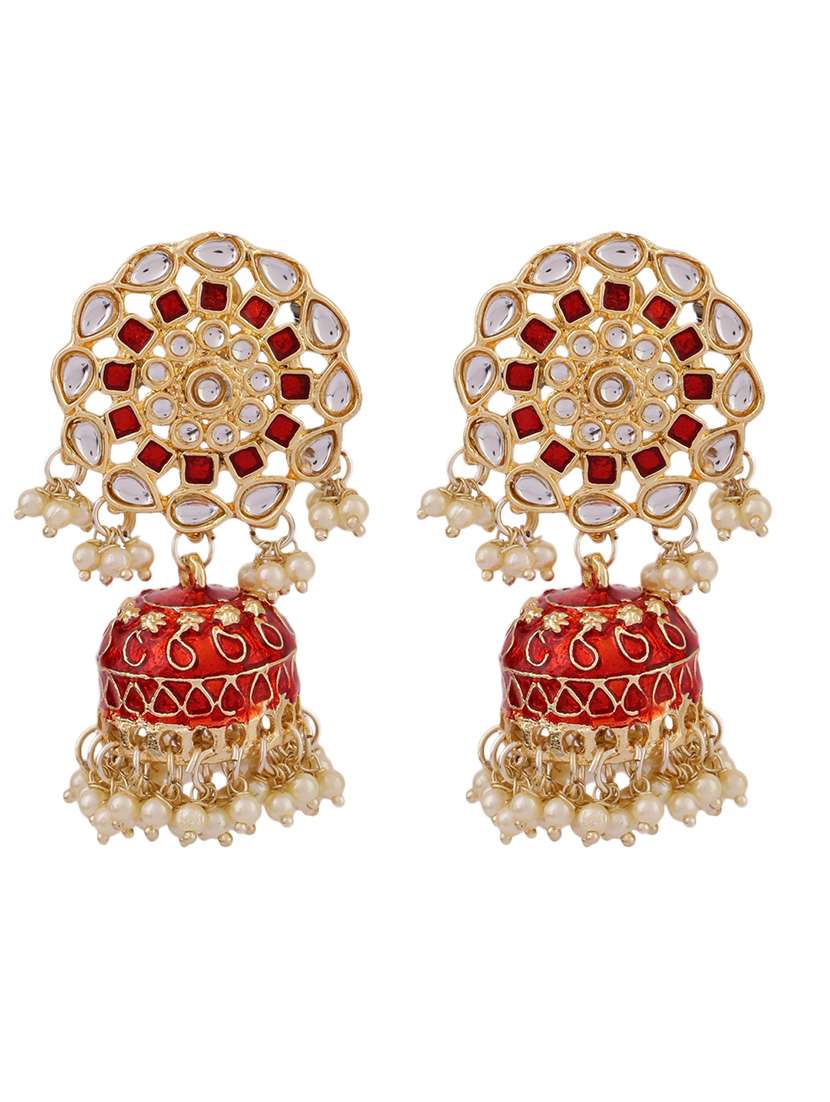 women gold plated jhumka earrings - 21627103 -  Standard Image - 1