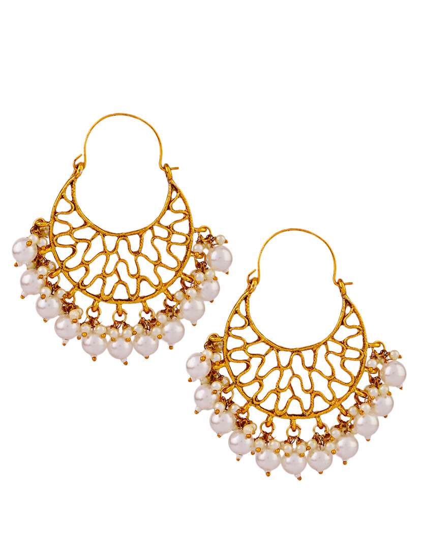 women gold plated pearls detailed hoop earrings - 21627110 -  Standard Image - 1