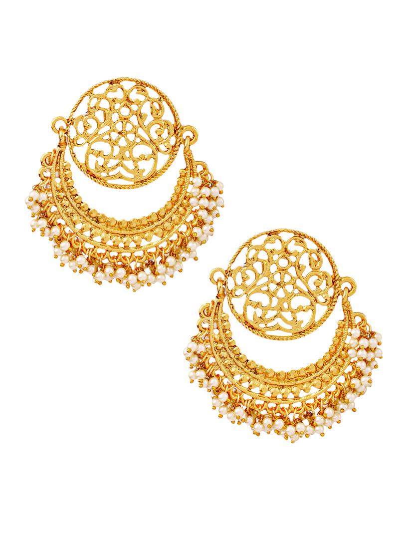 women gold plated chandbali earrings - 21627112 -  Standard Image - 1