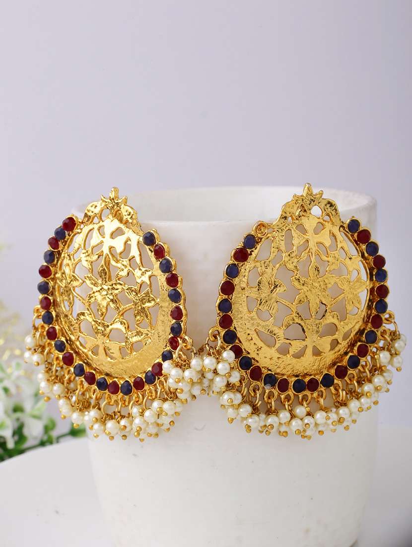 women gold plated chandbali earrings