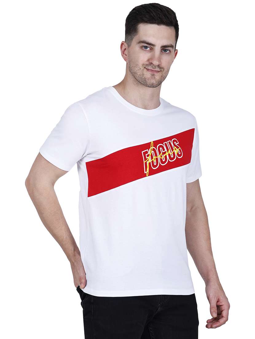 men white typographic round neck regular fit t-shirt - 21627207 -  Standard Image - 1