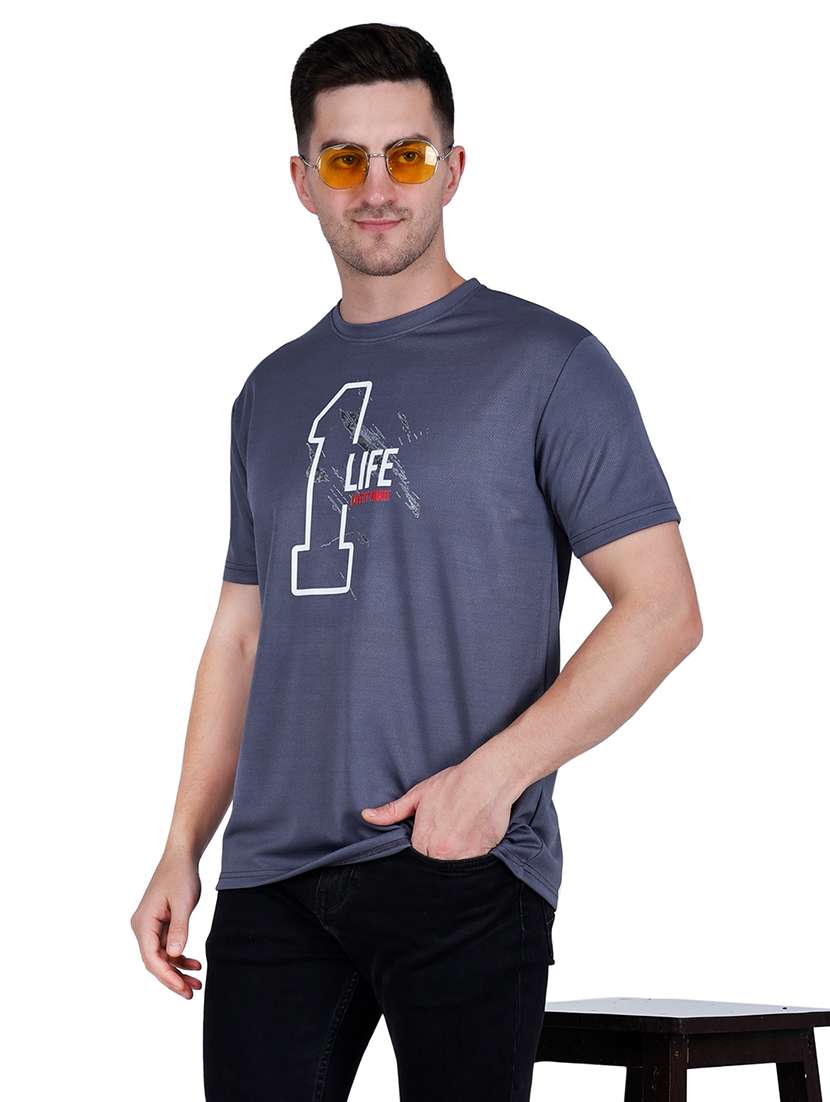 men blue typographic round neck regular fit t-shirt - 21627210 -  Standard Image - 1