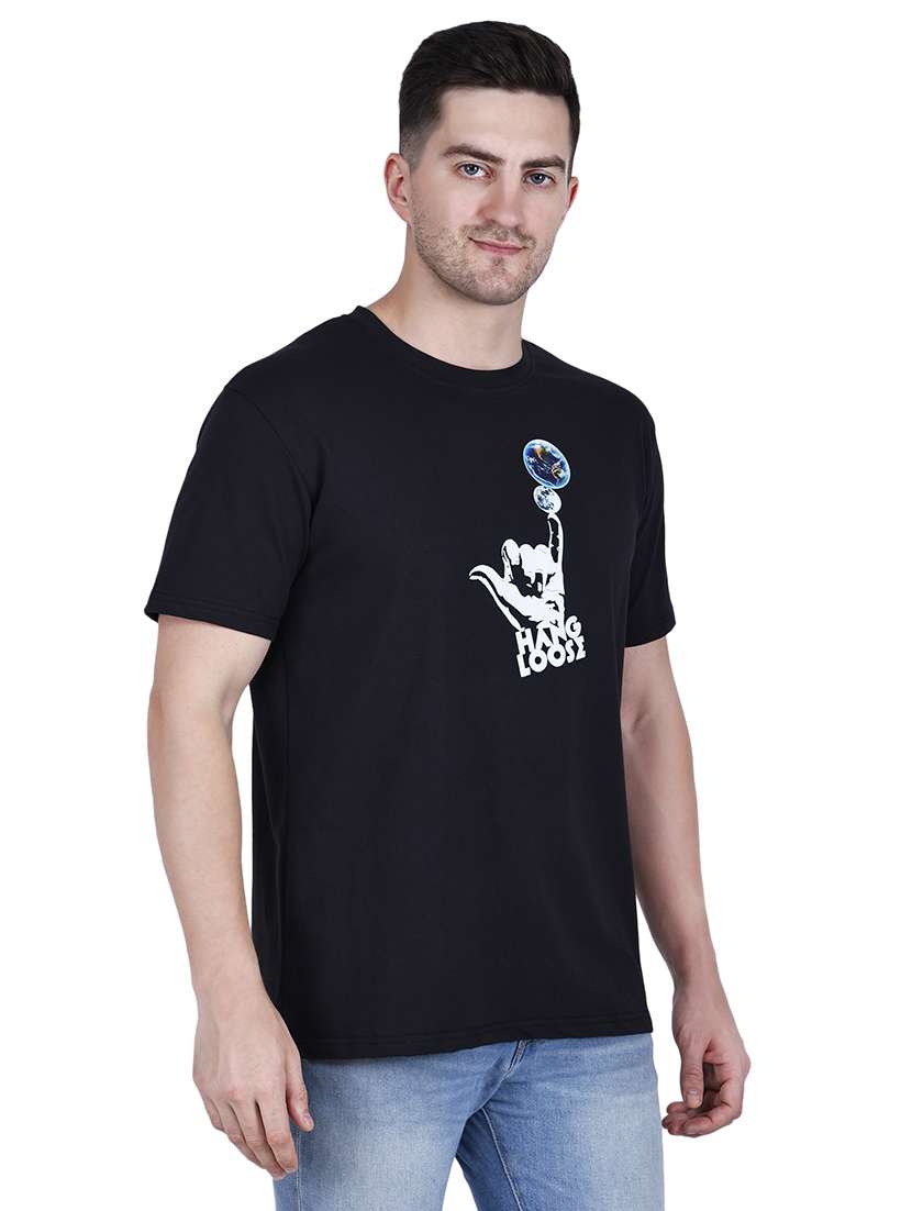 men black graphic round neck regular fit t-shirt - 21627212 -  Standard Image - 1