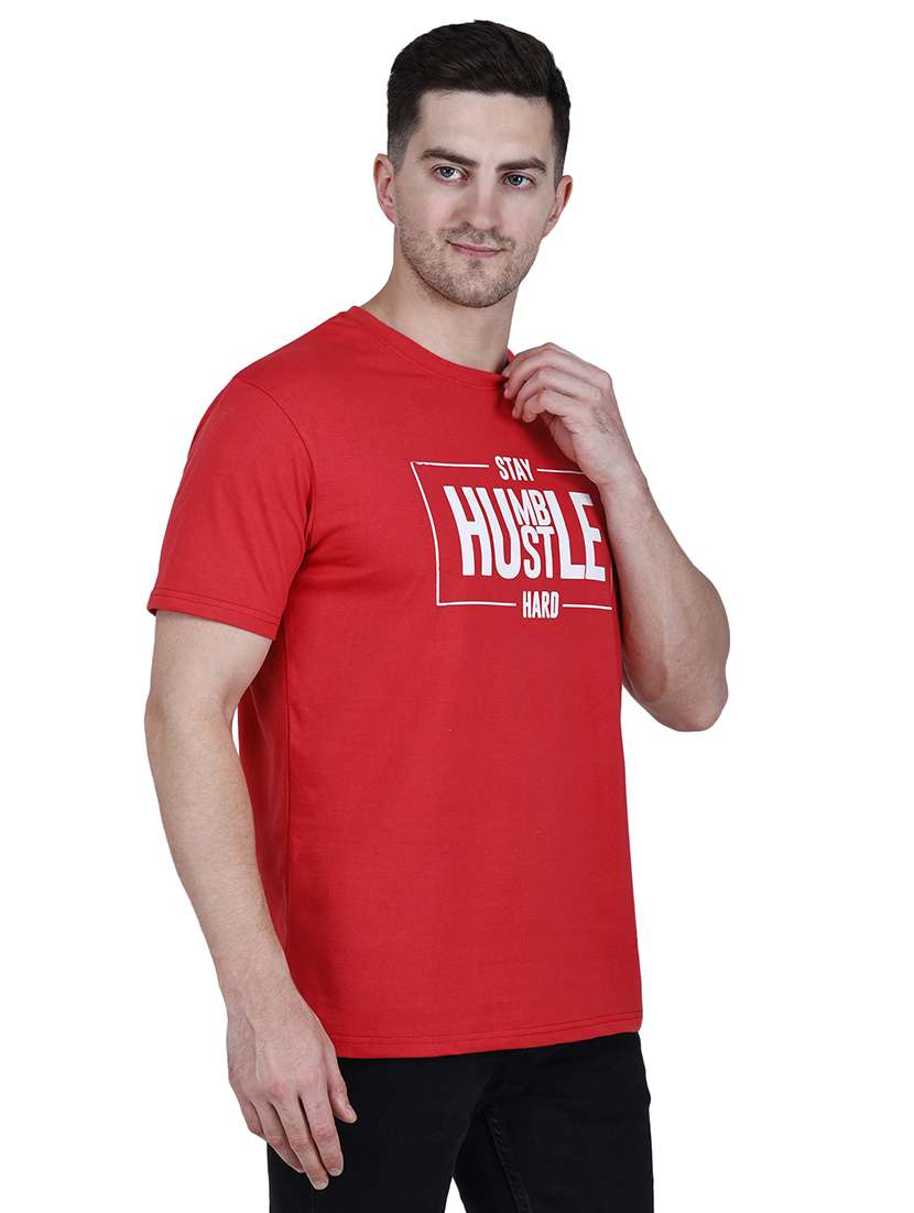 men red typographic round neck regular fit t-shirt - 21627223 -  Standard Image - 1