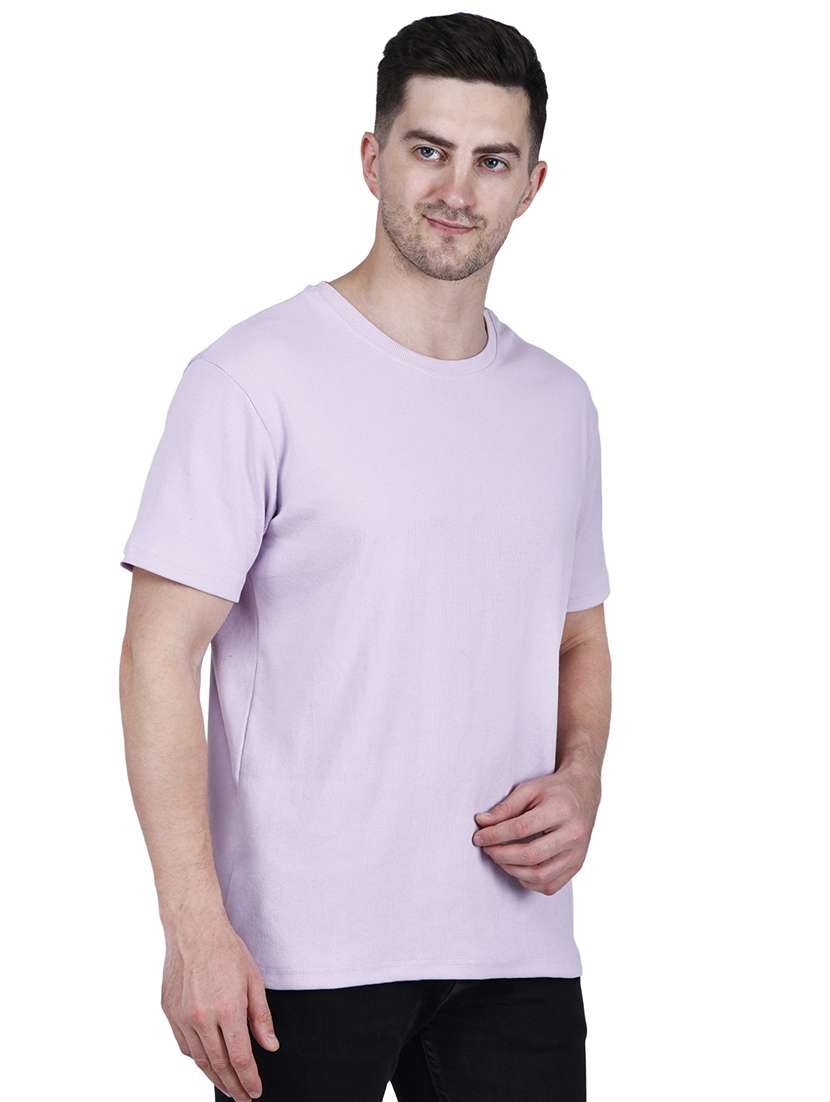 men lavender solid round neck regular fit t-shirt - 21627228 -  Standard Image - 1
