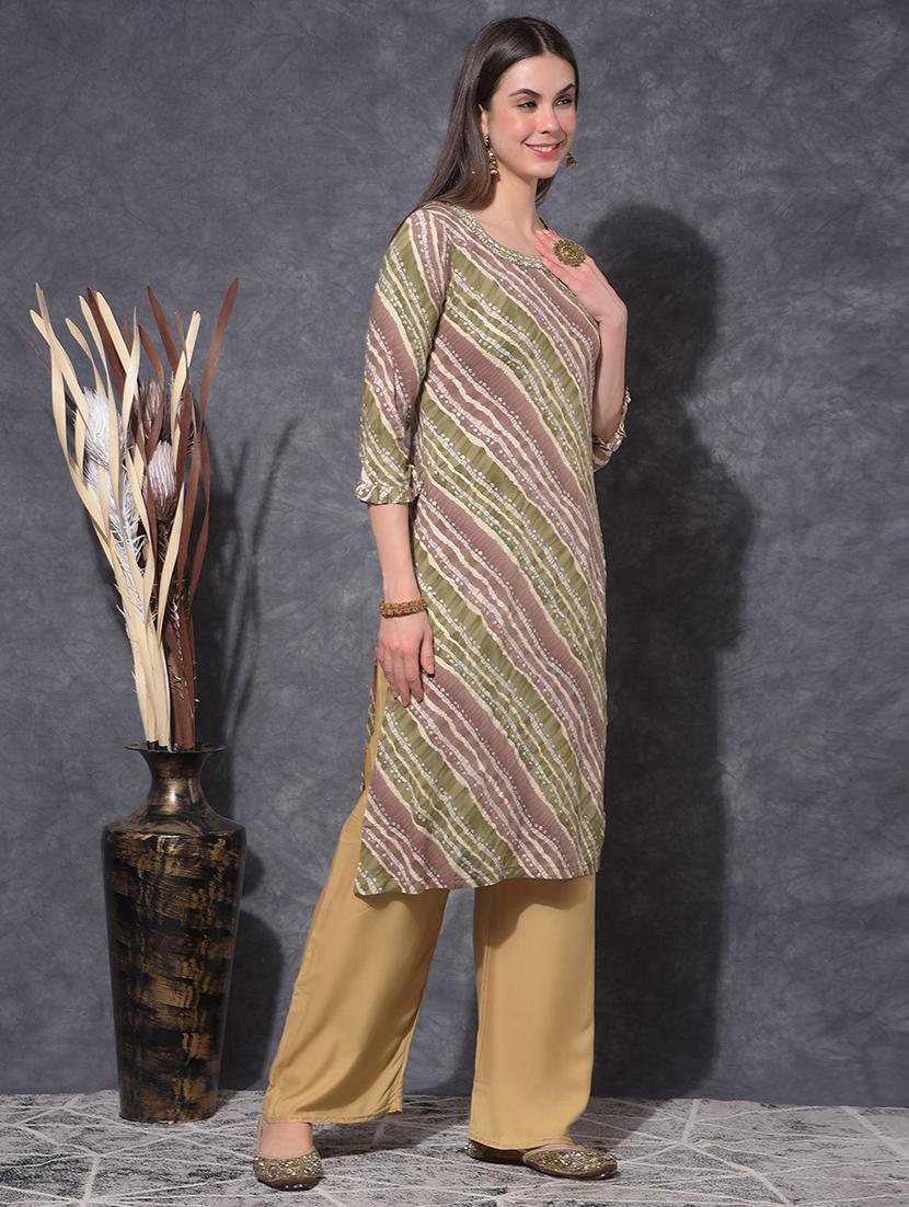 women printed three quarter sleeve straight kurta - 21627314 - Standard Image - 1