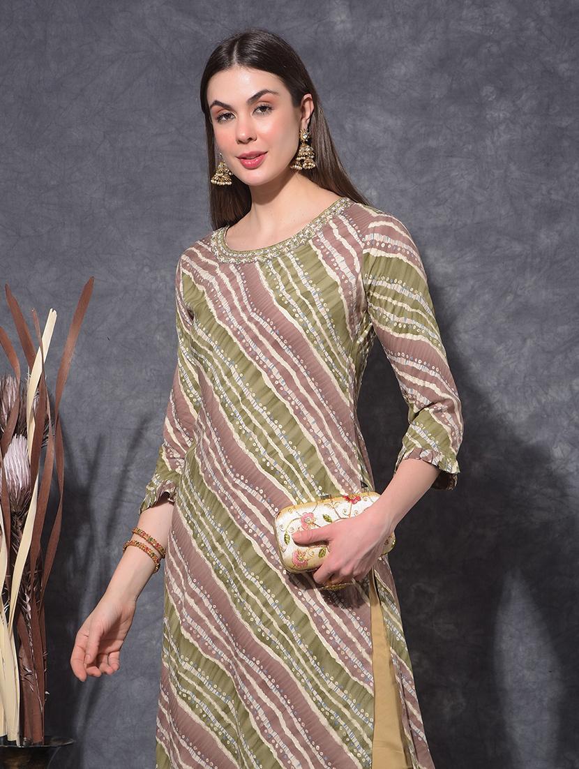 women printed three quarter sleeve straight kurta - 21627314 - Standard Image - 4