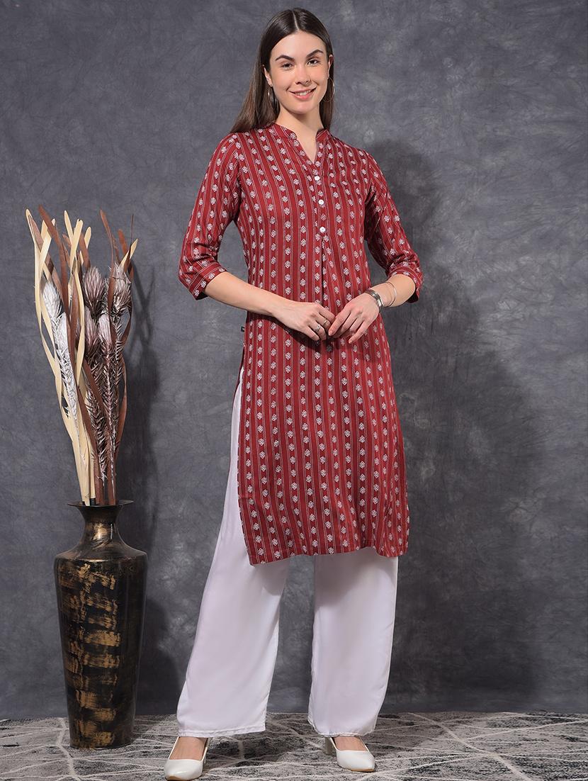 women printed three quarter sleeve straight kurta - 21627335 - Zoom Image - 0