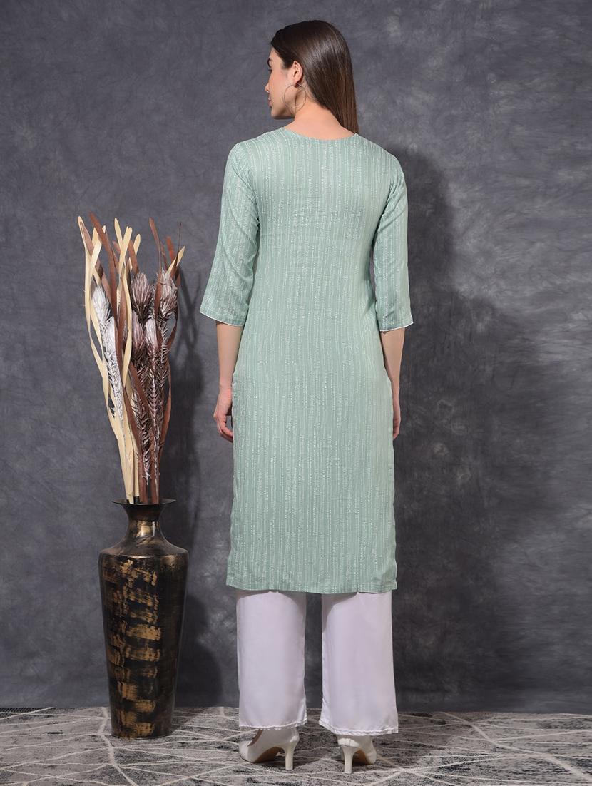 women printed three quarter sleeve straight kurta - 21627366 - Standard Image - 4