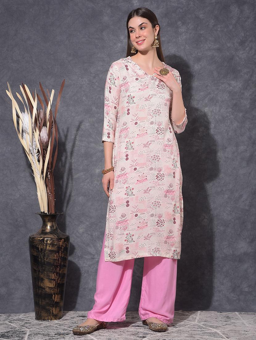 women printed three quarter sleeve straight kurta - 21627377 - Zoom Image - 0