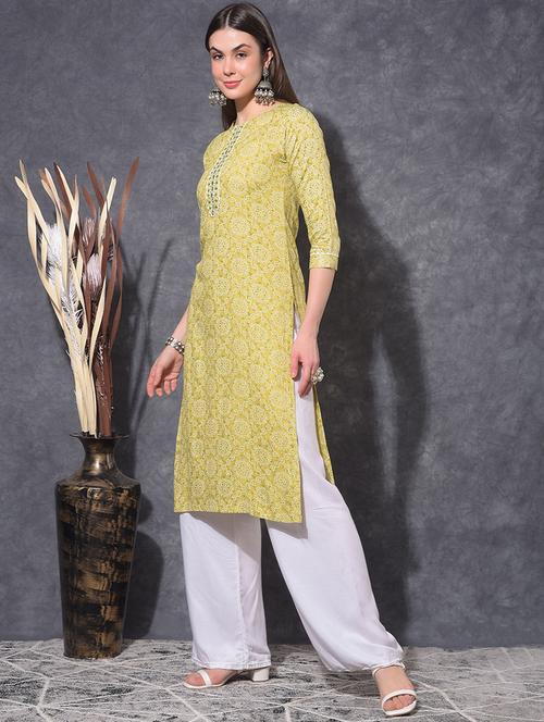 women bandhani three quarter sleeve straight kurta - 21627417 - Standard Image - 0