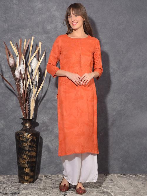 women printed three quarter sleeve straight kurta - 21627441 - Standard Image - 0