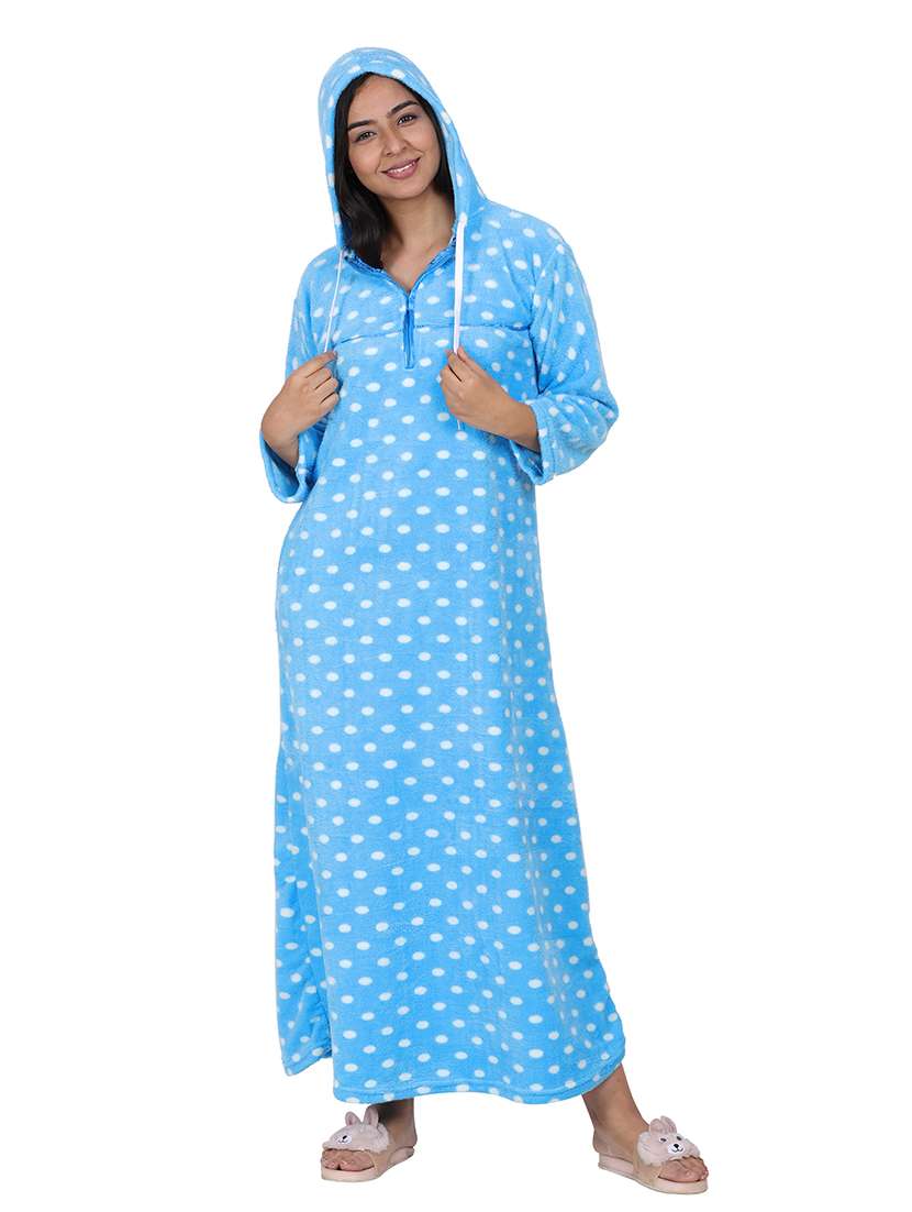 women polka doted hooded nighty - 21627448 -  Standard Image - 4