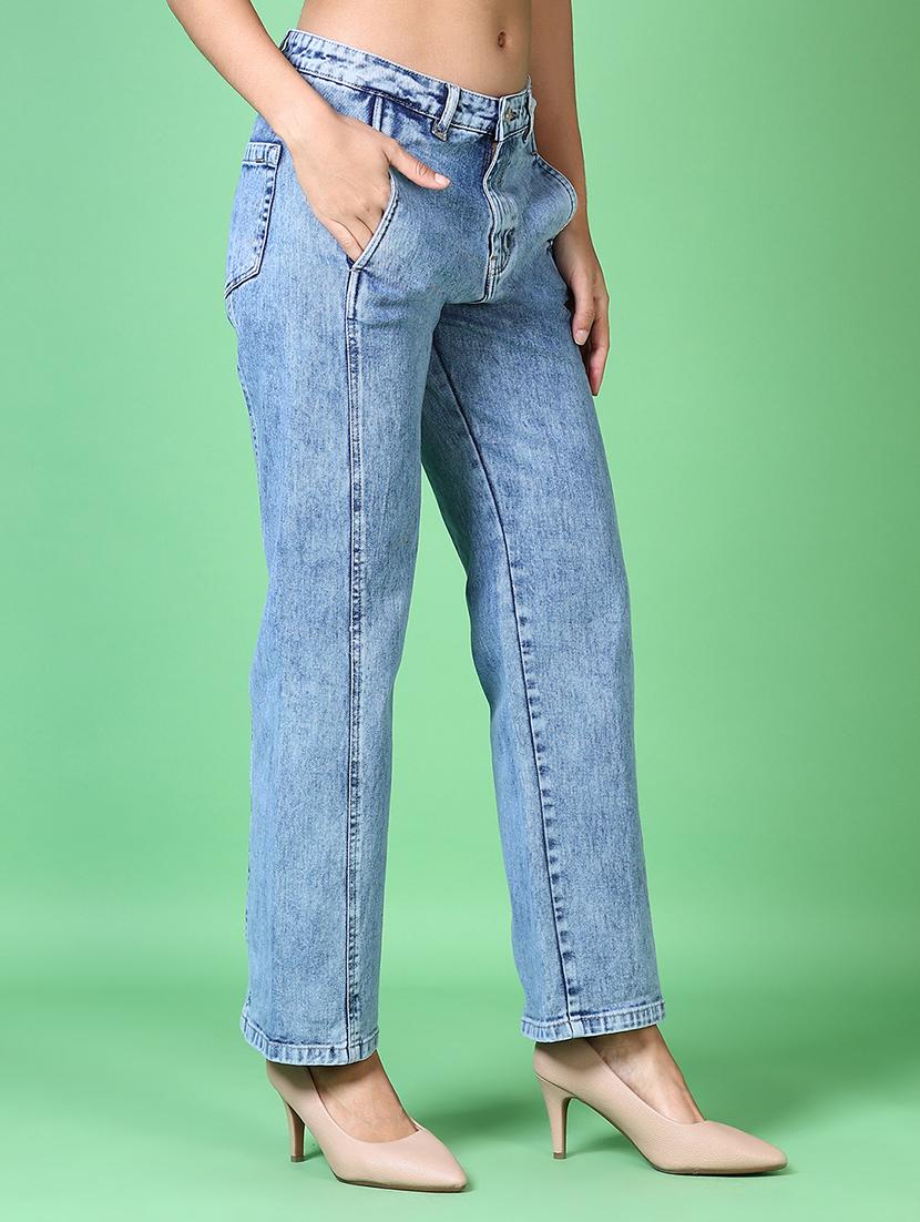 women solid mid rise straigh fit jean - 21627651 - Standard Image - 1