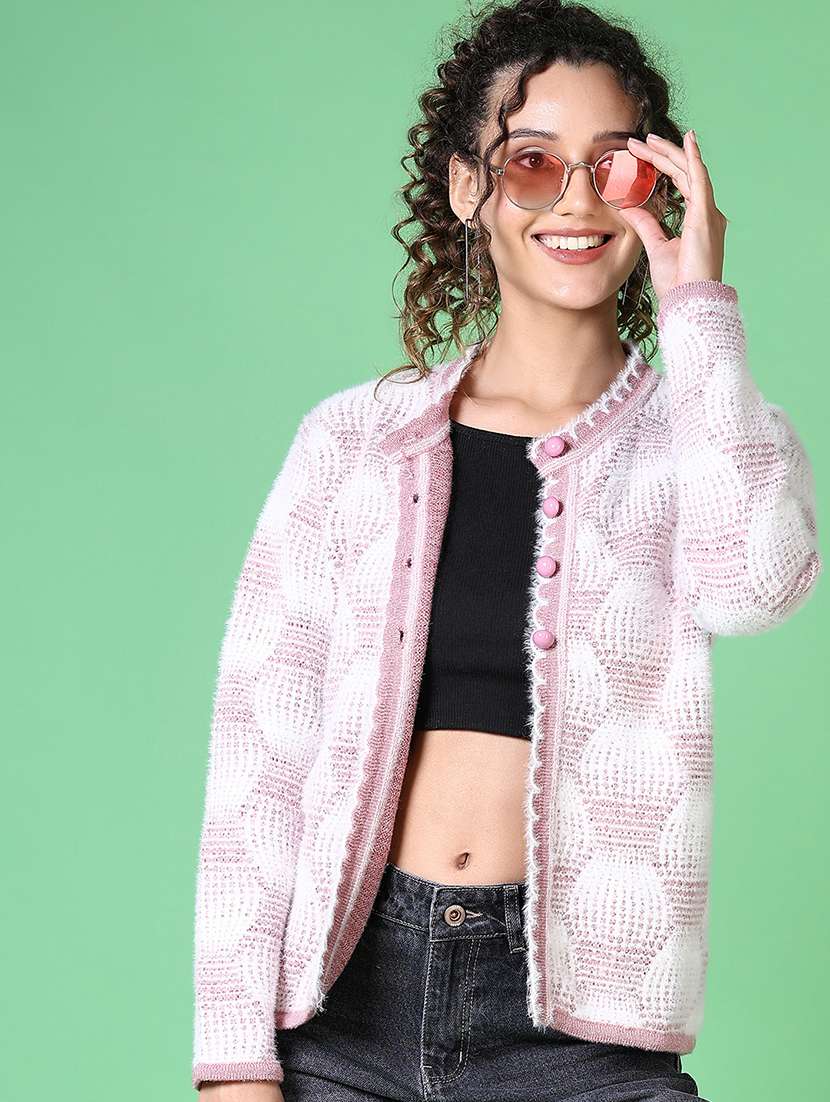 women self design long sleeve cardigan - 21627678 -  Standard Image - 4