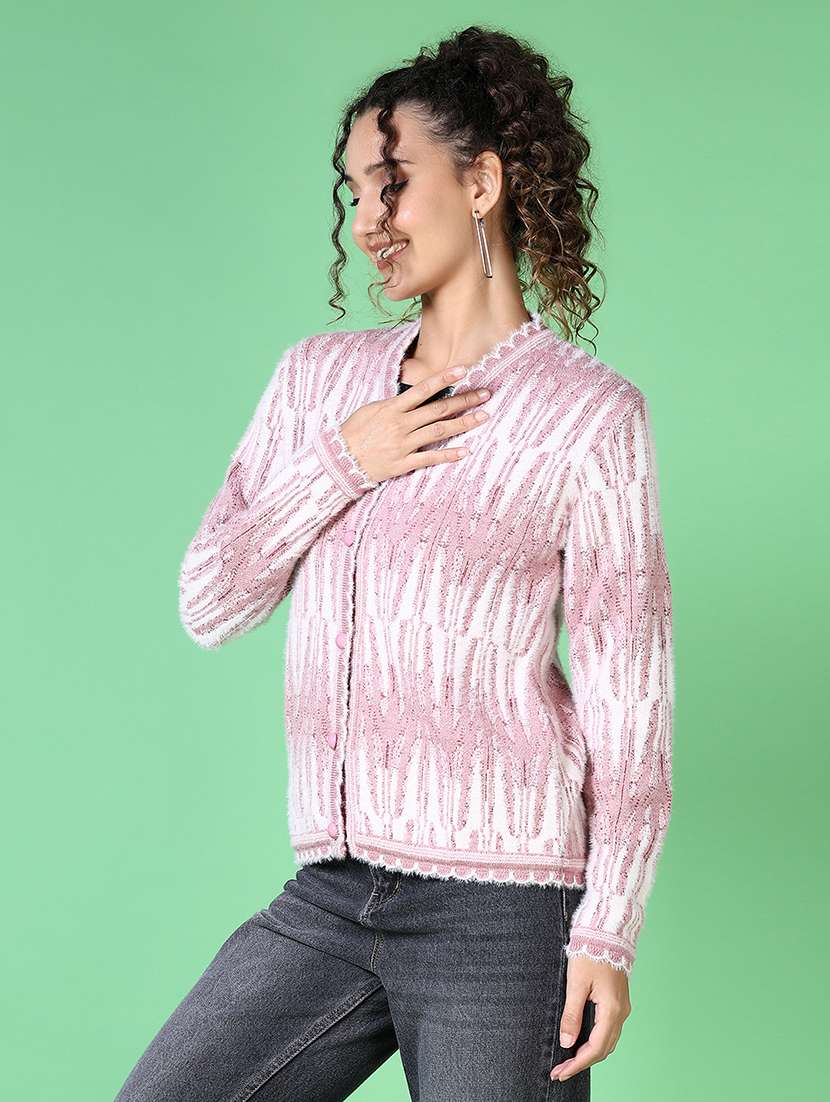 women self design long sleeve cardigan - 21627679 -  Standard Image - 1