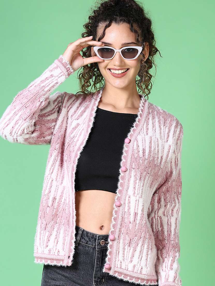 women self design long sleeve cardigan - 21627679 -  Standard Image - 4