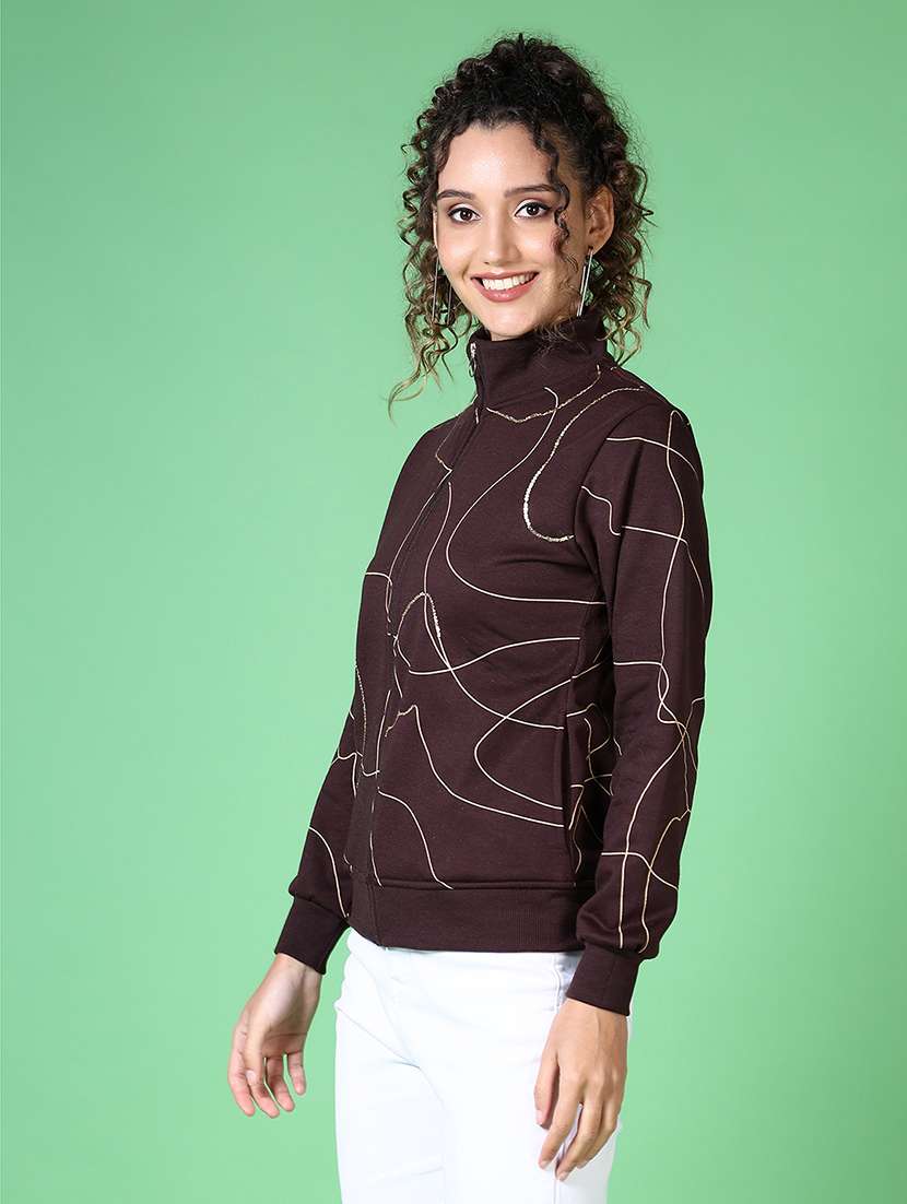 women all over print stand collar sweatshirt - 21627688 -  Standard Image - 1