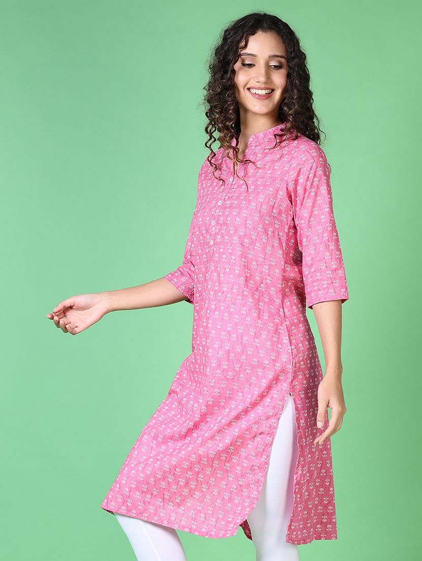 women floral mandarin neck straight kurta - 21627696 -  Standard Image - 1
