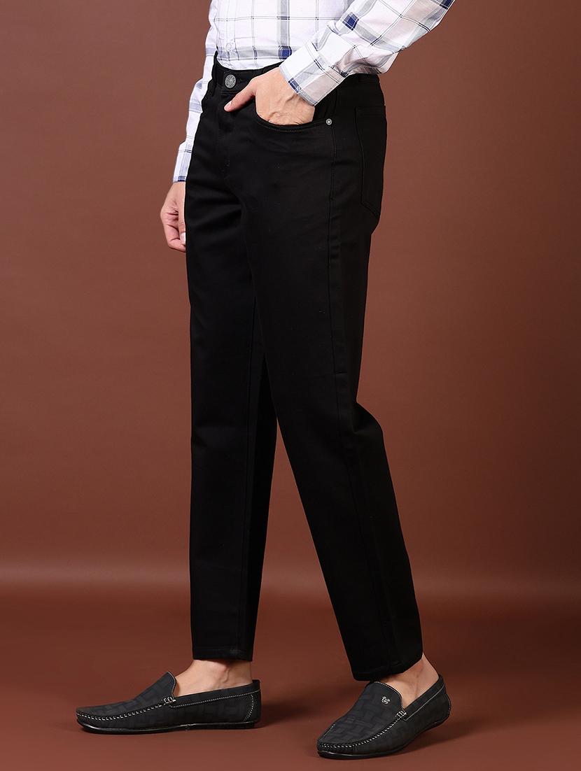 men solid mid rise flat front casual trouser - 21627729 -  Standard Image - 1