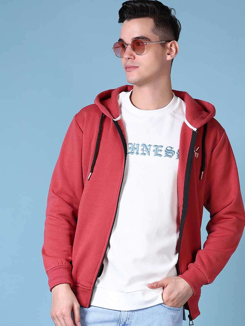 men solid long sleeve hooded sweatshirt - 21627769 -  Standard Image - 1