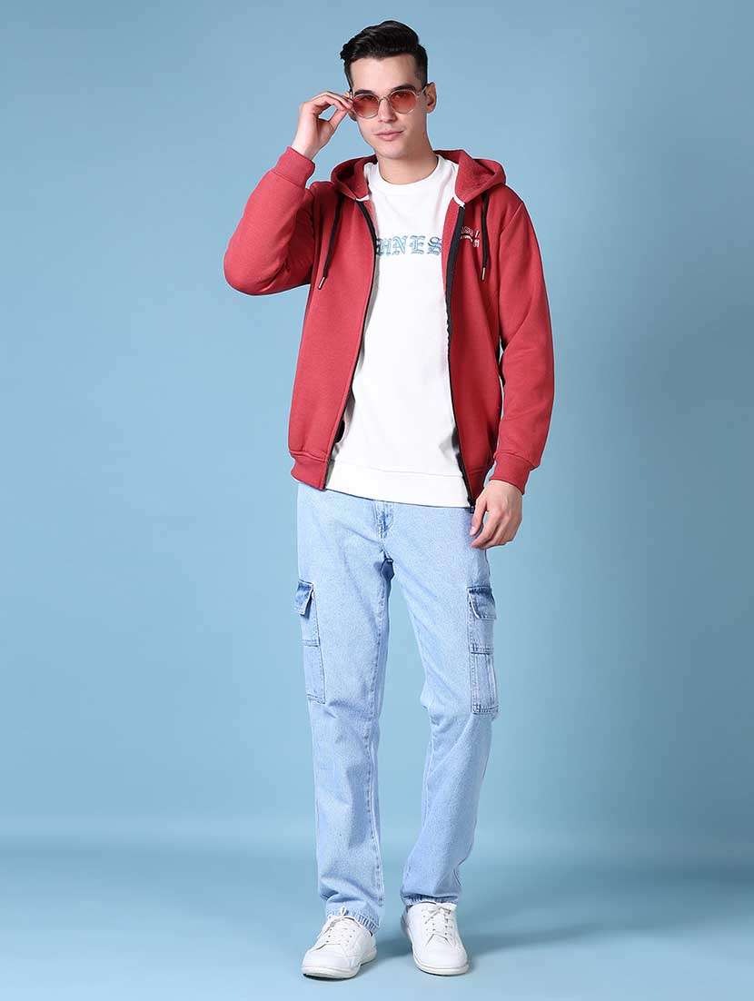 men solid long sleeve hooded sweatshirt - 21627769 -  Standard Image - 4