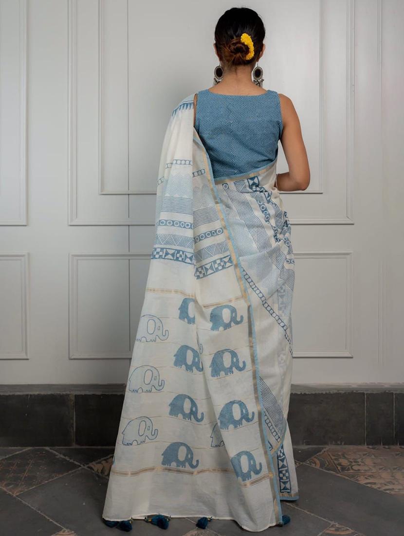 women printed handloom saree with blouse - 21627849 - Standard Image - 1