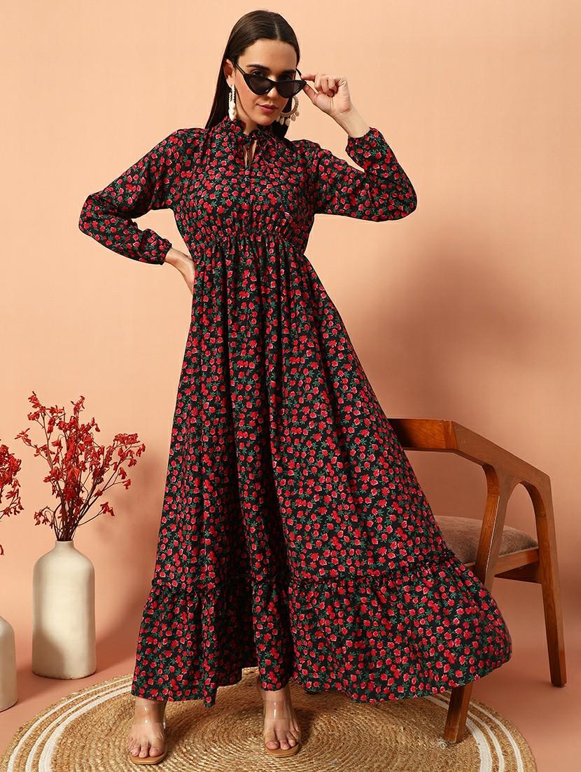 women floral fit & flared maxi dress - 21628419 - Zoom Image - 0