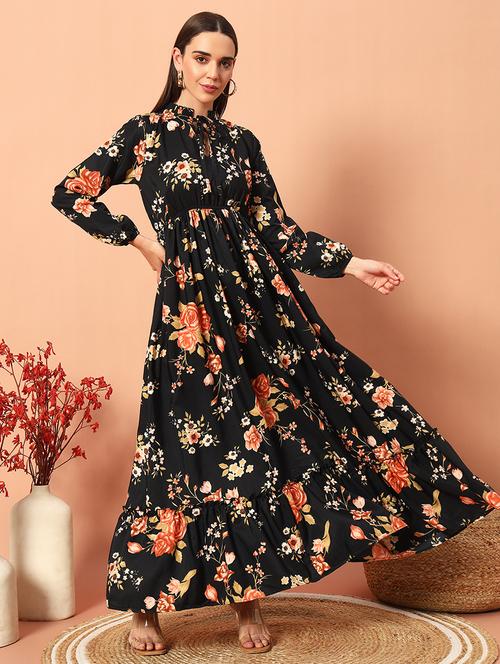 women floral fit & flared maxi dress - 21628421 -  Standard Image - 0