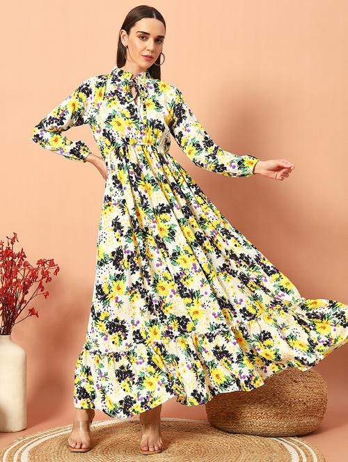 women floral fit & flared maxi dress - 21628422 -  Standard Image - 0