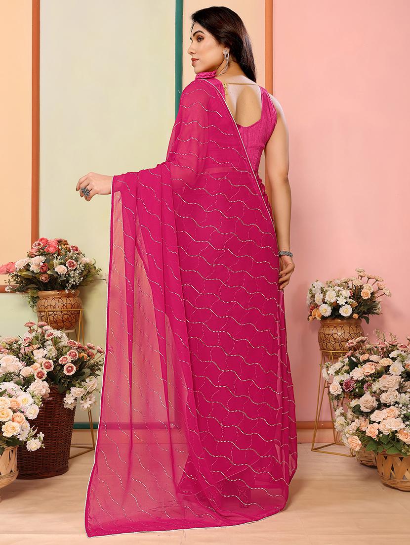 women solid with work embellished saree with blouse - 21628445 -  Standard Image - 1