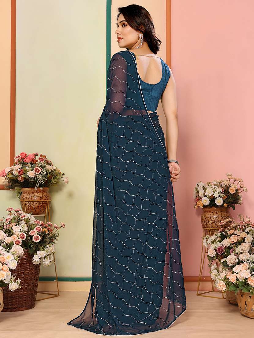 women solid with work embellished saree with blouse - 21628447 -  Standard Image - 1