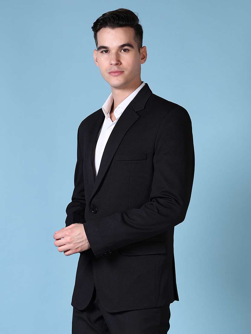 black solid single breasted formal blazer - 21628492 - Standard Image - 1