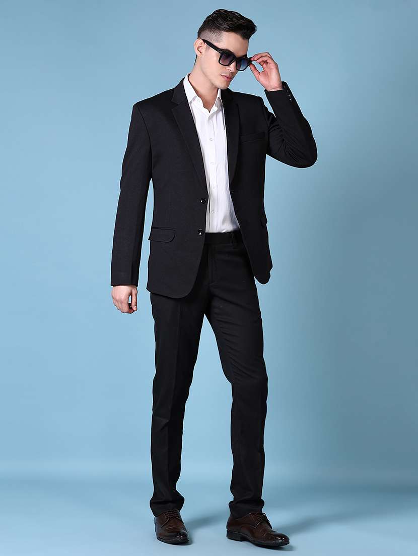 black solid single breasted formal blazer - 21628492 - Standard Image - 4