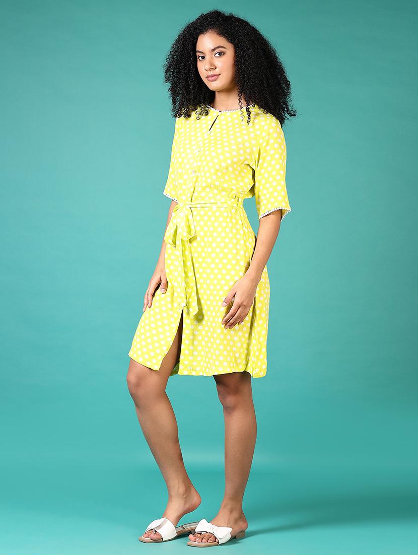 women polka dots printed a-line dress - 21628493 - Standard Image - 1