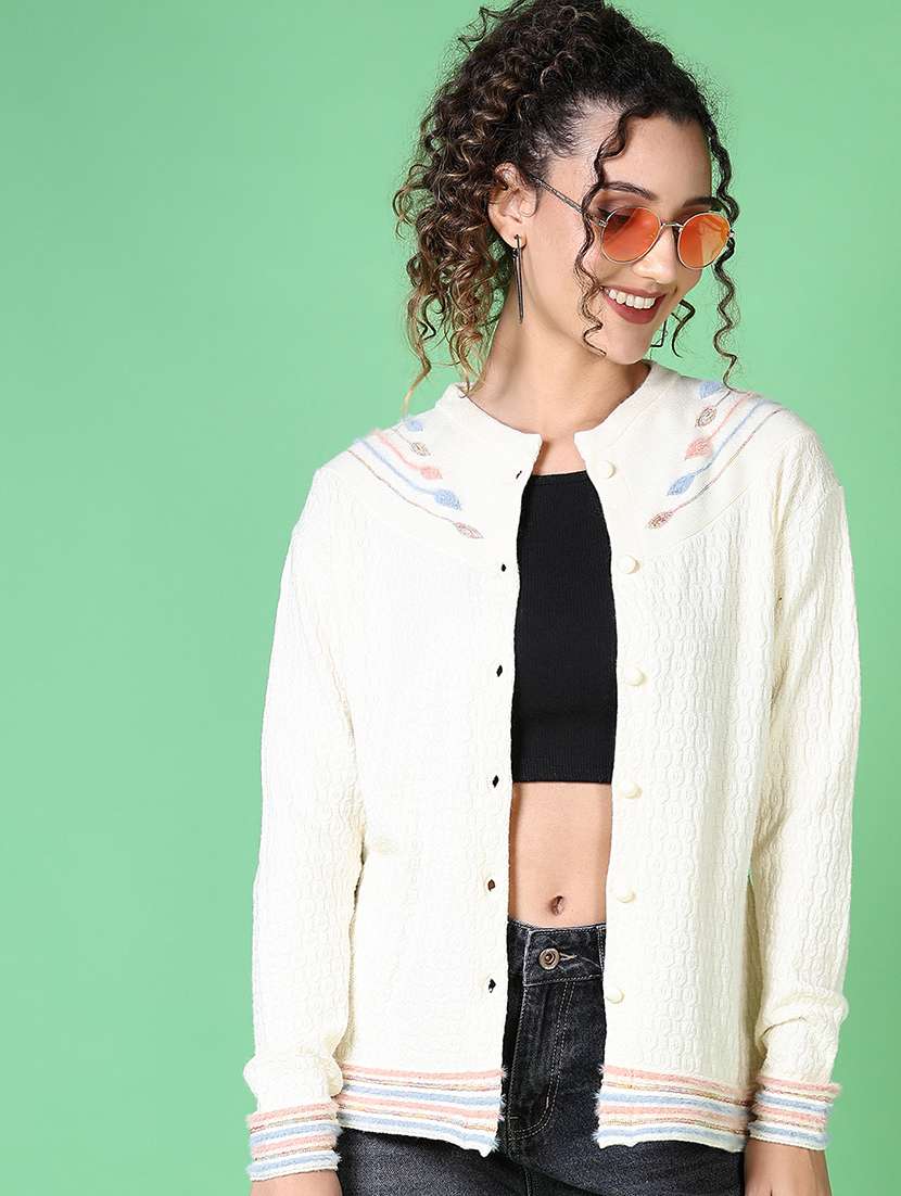 women self design long sleeve cardigan - 21628494 -  Standard Image - 4