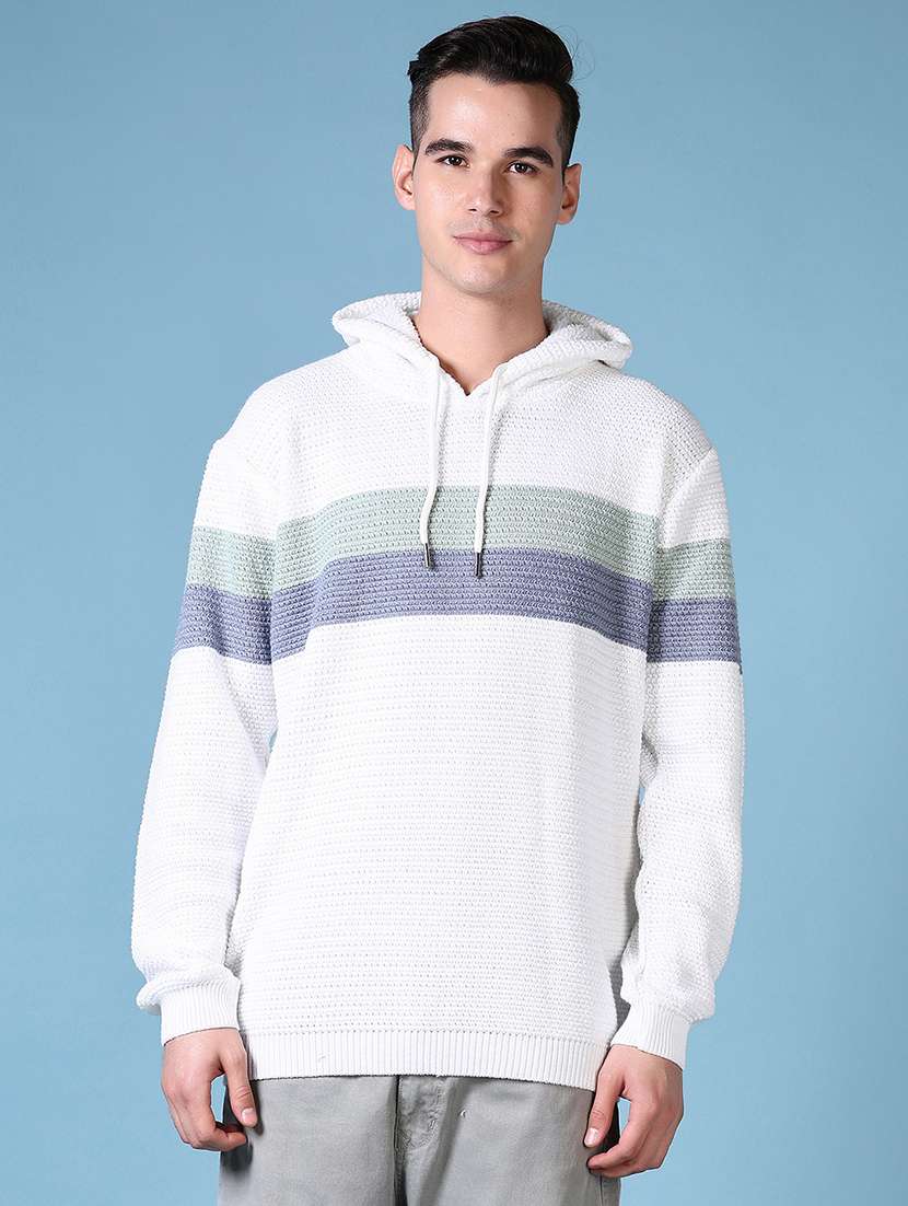 men striped long sleeve regular fit hooded pullover - 21628504 -  Standard Image - 1
