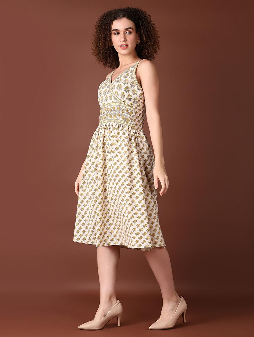 women off white floral a-line ethnic dress - 21628506 - Standard Image - 1