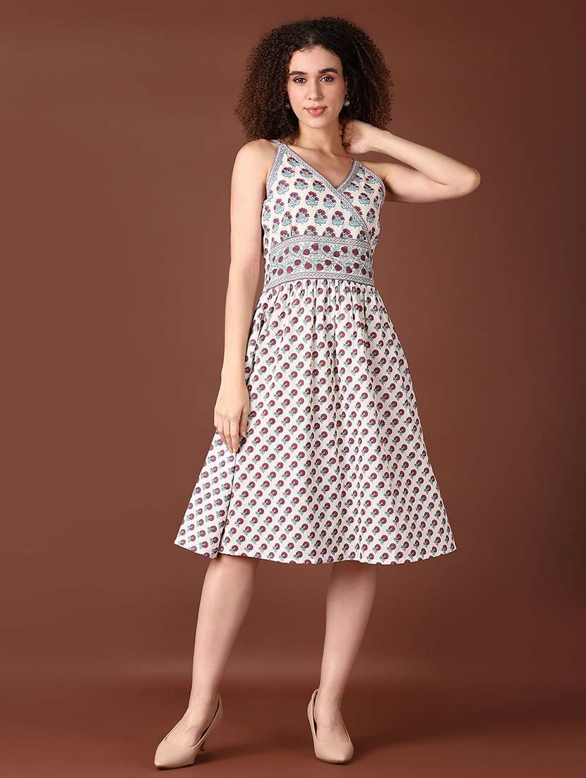 women off white floral a-line ethnic dress - 21628507 -  Standard Image - 1