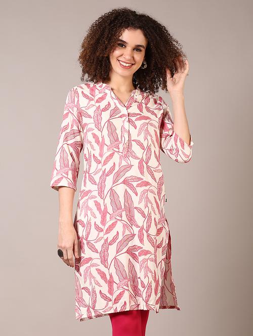 women printed mandarin neck straight kurta - 21628539 - Standard Image - 0