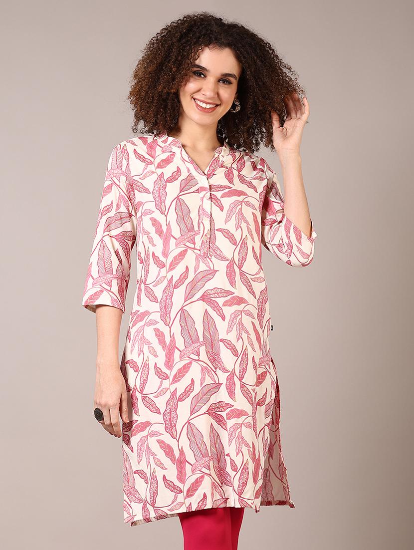 women printed mandarin neck straight kurta - 21628539 - Zoom Image - 0