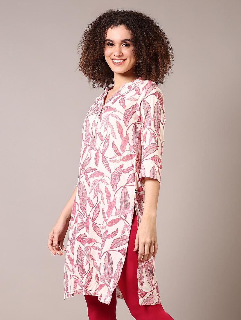 women printed mandarin neck straight kurta - 21628539 - Standard Image - 1